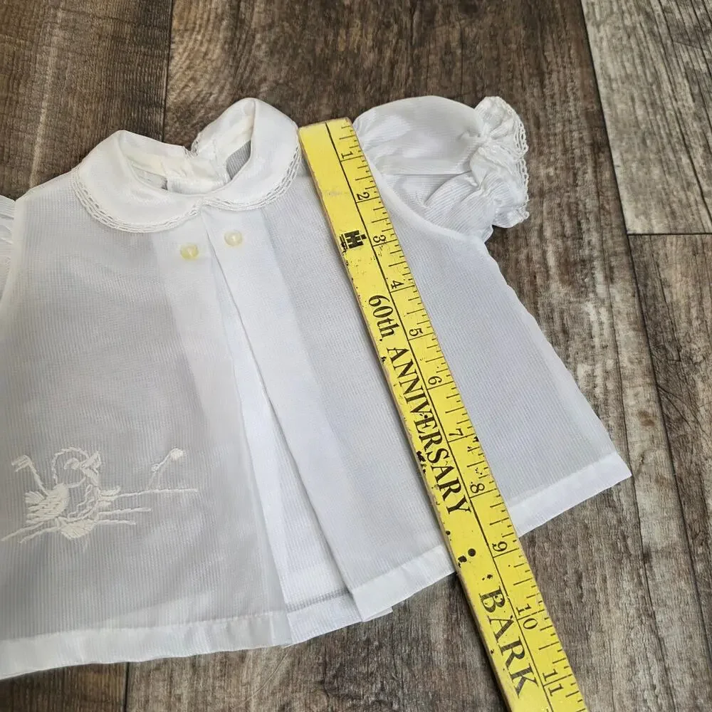 Vintage White Toddler Blouse 4T Puff Sleeve Embroidered Peter Pan Cottagecore
